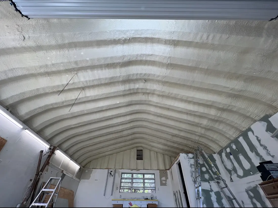 Spray polyurethane foam applied to the underside of a metal roof deck in Hatboro